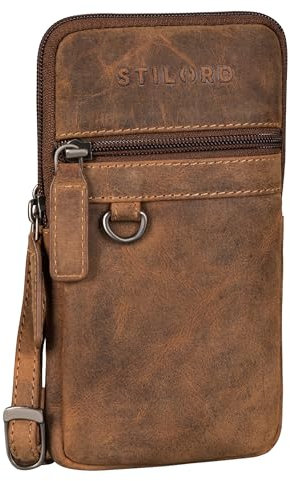 STILORD 'Mauve' Stylische 2 in 1 Hüfttasche Herren Leder - Multifunktionale Umhängetasche mit Gürtelschlaufe Bauchtasche Echtleder Handy-Tasche 7 Zoll Gürteltasche, Farbe:bergamo - braun