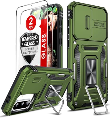 LeYi Handyhülle für Samsung Galaxy A36 5G/A56 5G Hülle [2 Schutzglas Panzerfolie] Militärschutz Stoßfest Kameraschutz Hardcase mit Halterung Schutzhülle Outdoor Stoßfest Cover A 36 Case Dunkelgrün