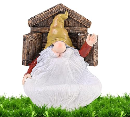 Moreeulsi Vogeltränke für den Garten, für den Außenbereich, Zwerge aus Kunstharz, Wildvogeltränke | Gartenzwerg Haus Futterspender für Balkon, Garten, Terrasse