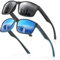 2er-Pack Sonnenbrille Herren Polarisiert Damen UV400 Schutz Sport Sunglasses Men Women Unisex Ultraleichte Rechteckig Rahmen Schwarz Polarisierte Sonnenbrillen für Angeln, Fishing, Fahren, Ski 3