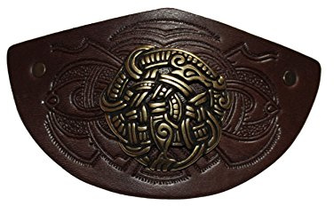 Haarspange mit großem Beschlag/Clip Wikinger Schwarz im Stil der Wikingerzeit/Midgardschlange (braun)
