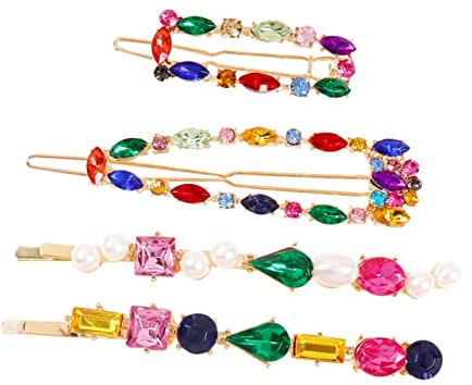 FOMIYES 4stücke Teiliges Strass Haarspangen Aus Legierung Modische Bunte Haarclips Für Damen Und Mädchen Langlebige Haarnadeln Mit Funkelnden Steinchen Eleganter Haarschmuck Für Alltags Fe