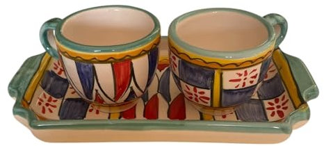 La Maison Unique: Set di Tazzine Caffè con Vassoio Tete a Tete Ceramica di Vietri Dipinta a Mano Costiera Amalfitana Bomboniera 2811241707