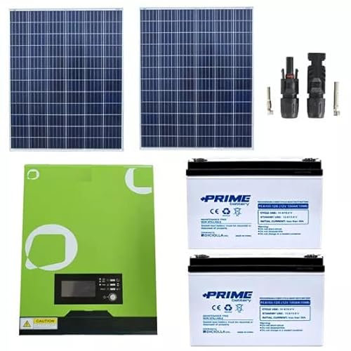 KIT FOTOVOLTAICO 1KW PANNELLO SOLARE 200WATT BATTERIA 100AH INVERTER MPPT 12V