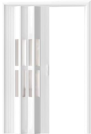 Porte coulissante, Porte Pliante accordéon Blanc Portes Accordéon Coulissantes, 203cm de Haut Portes en Accordéon pour Chambre À Coucher/Salon/Couloir/Entrée Cloison D'intimité(Wide 66in/168cm)