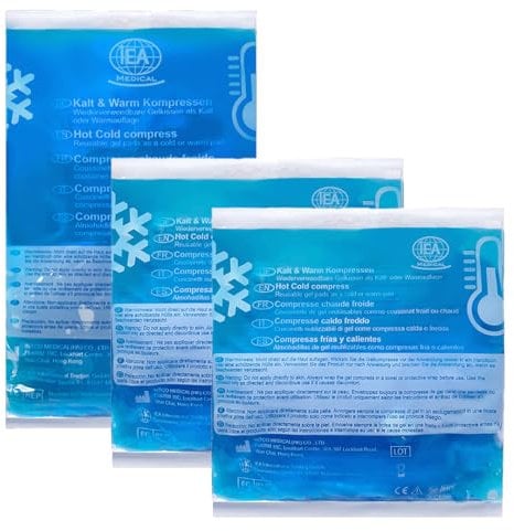 IEA Medical Set di 3 compresse fredde per contusioni, punture di insetti e altre lesioni, cuscini refrigeranti riutilizzabili in gel | 2 misure