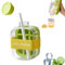 Ice Cube Bottle, 2 in 1 Water Bottle Ice Cube with Straw, No Touching Ice Bottle Cup, Water Bottle Ice Cube Tray, for Home Ice Making, Outdoor Picnics, Office Use (Green, 500ml)