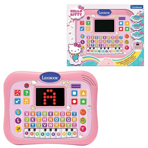 Lexibook, Hello Kitty Tablette Éducative, JCPAD007HKi1 | Anglais/Français, Apprentissage de l'alphabet, Boutons tactiles, écran LED, Tablette parlante