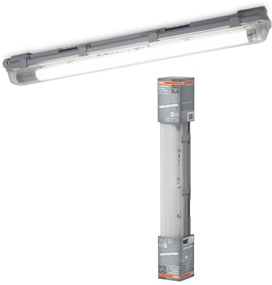 Osram Submarine Feuchtraumleuchte mit eingebautem Bewegungsmelder 60cm 8W, LED-Leuchte in Grau, IP65-Schutz, für Lagerhallen und Garagen