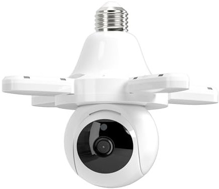 SWHC 3MP Überwachungskamera Aussen/Innen,Floodlight Kamera Aussen,355° PTZ Dome, 2,4GHz WLAN Kamera Outdoor,Nachtsicht Zu 15m,2-Wege-Audio,Bewegungserkennung,Passt E26/E27-Glühbirnenfassung