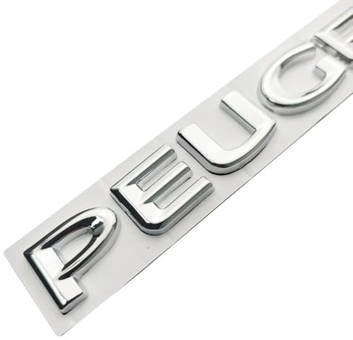 AIMXGBPS Scritta Decorativa per Auto con Logo Veloce, per Peugeot 107, 206, 207, 208, 308, 307, 407, 508, 2008 e 3008, Logo Adesivo 3D Sostitutivo per Auto,Normal-Silver