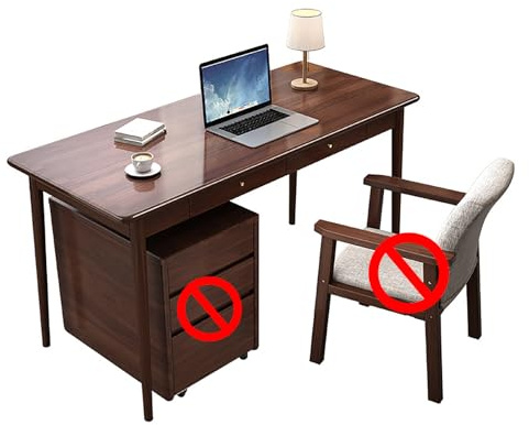 Générique Bureau de Direction Moderne en Noyer avec tiroirs, Poste de Travail Informatique Compact et Armoire de Rangement, Table d'écriture élégante pour Petits espaces, Bureau de Salon de 47 Pouces