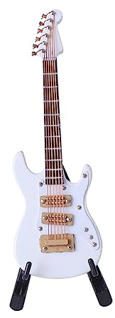 BESPORTBLE Kleiner E-gitarrenmodell Weiß und Kunststoff für Schreibtisch | Box, für Bücherregal und Musikerfreunde, Kinder, Weihnachtsdekoration