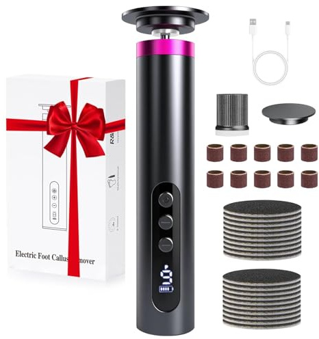 Graue Elektroschleifmaschine Elektrischer Hornhautentferner, 2 in 1 Hornhautentferner Elektrisch für Füße & Nagelpflege, Hornhaut Entfernen Fuß Set mit LCD Display und 9 Stufen