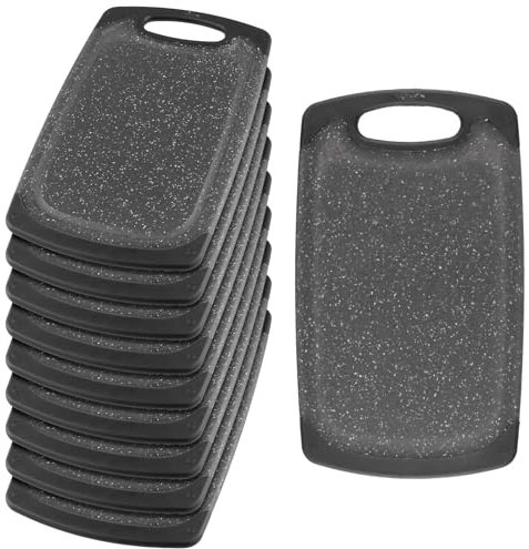 SINJEUN 10er Set 25 x 14,8cm Schwarz Frühstücksbrettchen Kunststoff, Schneidebrett Klein, Spülmaschinenfest Schneidebretter für Küche, Haushalt