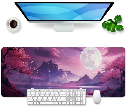 Japan Mauspad xl Gaming Mousepad Kirschblüte Rosa Desk Pad Groß Desk Mat Japanisch Bürozubehör Anime Schreibtischunterlage 80x30cm (Kirschblüte Rosa)