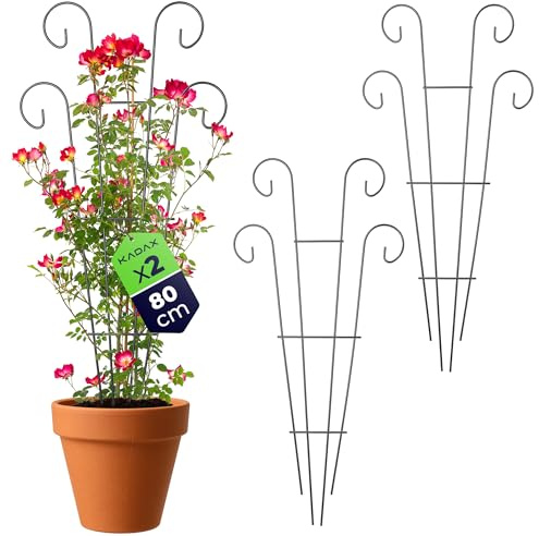 KADAX 2er Set Metall Rankgitter 36 x 80 cm, Rankhilfe für Kletterpflanzen wie Rosen & Clematis, Pflanzen Spalier für Garten, Balkon & Terrasse, Pflanzengitter aus Stahl