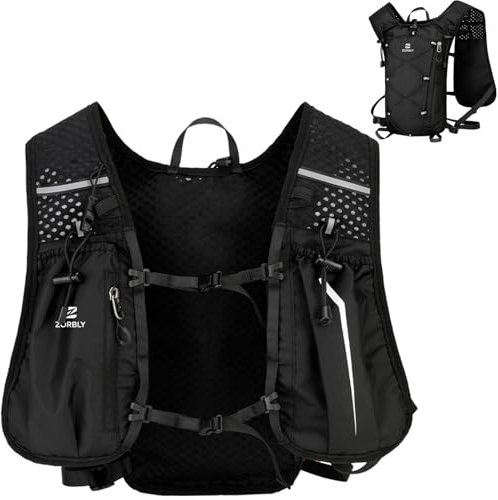 Zorbly Gilet de Course, Sac à Dos d'Hydratation 5L Léger et Respirant | Gilet d’Hydratation Homme Femme, Réglable,Bandes réfléchissantes pour Escalade, Randonnée, Cyclisme, Trailrunning, Marathon