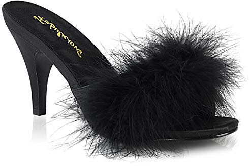 Fabulicious AMOUR-03, Damen Sandalen, Schwarz (Blk satin-fur), EU 43 (UK 10) (US 13)
