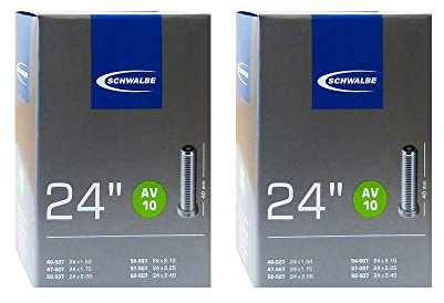 Schwalbe AV10 Cámara de Aire, Unisex-Adult, Negro, 24 Inch x 1.5 (40mm Schrader Valve) Pack 2