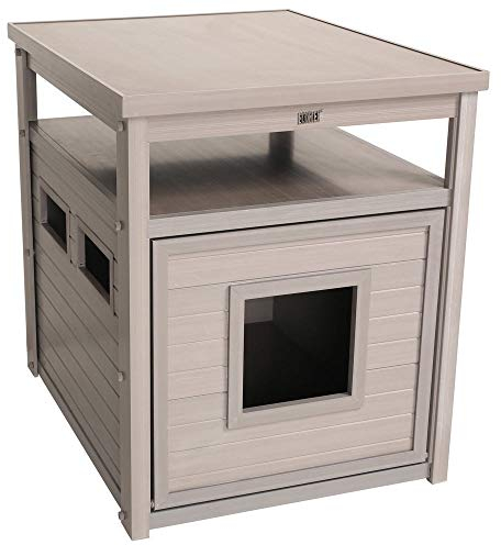 New Age Pet ECOFLEX Jumbo Cat Box Cover and End Table with Litter Box Enclosure and a 10 Year Warranty Hides Unsightly Litter Box made with Moisture & Odor Resistant Composite Material, Grey