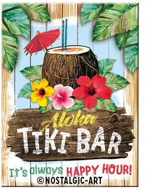 Nostalgic-Art 14366 Tiki Bar | Retro Kühlschrank Vintage Magnet 6x8 cm, Kraftmagnet mit Metalloberffläche, Bunt, 6 x 8 x 0.1 cm