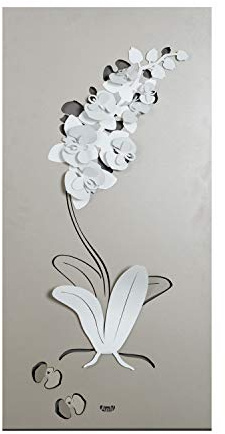 Arti & Mestieri Orchidea - Pannello Decorativo di Design 100% Made in Italy - in Ferro, 100 x 50 x 8 cm - Bianco Neve