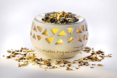 Willy's Fachmarkt Vitalofen klein | Duftlampen Set | Stövchen Aromalampe Duftlampe Teelicht Gips | Duftöllampe in Handarbeit gefertigt | Inkl. 1x Saunestein, 1x Duftmischung Feelgood