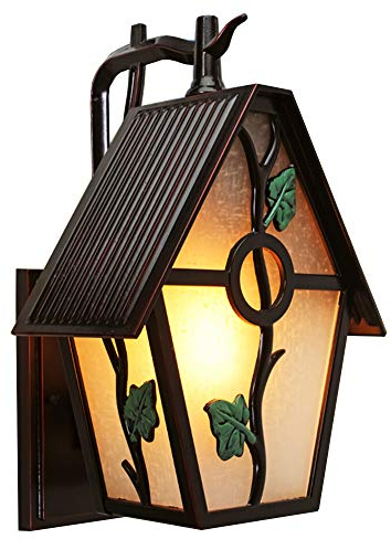 Retro Außenlampe Schwarz Rost Wasserdichter IP54 Außen-Wandleuchte Aluminium Und Glas Industrie E27 Wandlampe Hauseingang Gartenlampe Balkon Landhaus Wandbeleuchtung 23 * 14 * 40 Cm