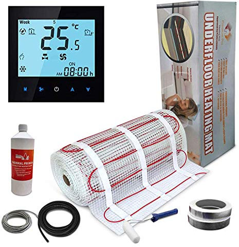 Nassboards Pro Elite - Electric Underfloor Heating kit 200w per m² - 10m², Black WiFi Thermostat