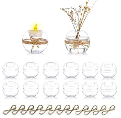 12 Pezzi Portacandele in Vetro Trasparente, 2 Tipi di Utilizzo Portacandele Votivo, Decorazione da Tavolo Matrimoni, Feste, Eventi