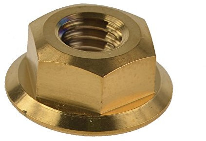 Yaruijia Titan DIN6923 M5/M6/M8/M10/M12/M14 Flansch Sechskantmutter für Fahrrad Motorrad Teile (M10 x 1,25 mm, Gold)