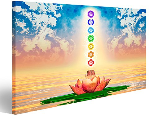 Bild auf Leinwand Heiliger Lotus und Chakren Wandbild Poster Leinwandbild