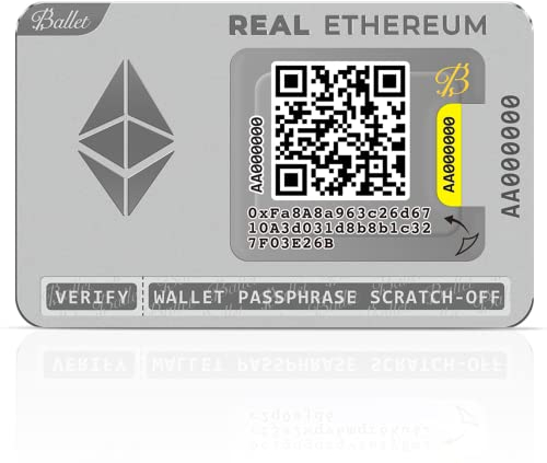 Ballet REAL Ethereum (ETH) - Die einfachste Cold Storage Karte für Kryptowährungen, Hardware Wallet mit Unterstützung für mehrere Kryptowährungen (1 Stück)