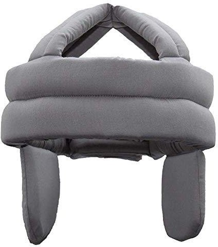 Kyowoll Anti-Fall-Kopfschutzhelm, älterer Hut Gesundheitsschutz Atmungsaktive Anti-Shock-Kappe Anti-Fall-Kopf-Schwammsicherheit, Verstellbarer Kopfschutz-Hut mit Klettverschluss (Grau)