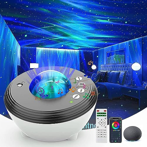 Northern Galaxy Light Aurora Projector,LED Star Projector for Bedroom Nebula Lamp, Remote Control, White Noises,Bluetooth Speaker,Night Light Galaxy Projector for Adults,Bedroom,Living Room