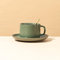 Cappuccino Cup and Saucer Set with Spoons, Modern Style Porcelain Tea Cup Coffee Cup Tableware 3-Pieces Set Ceramic Mugs (Dark Green)