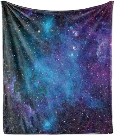 ABAKUHAUS Nebel Weich Flanell Fleece Decke, Galaxy Sterne im Weltraum, Gemütlicher Plüsch Decke Werfen, 175 x 230 cm, Navy Lila