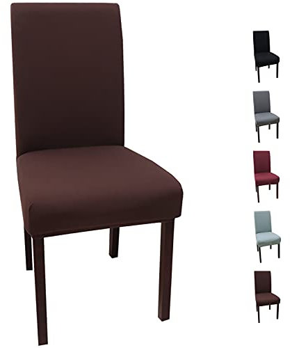 YUNSHANGHE Universal Stretch Stuhlhussen 6er Set, Abnehmbare Elastische Moderne Beschützer Stuhlbezug, Esszimmer überzug Bi-Elastic Spannbezug, Stuhlüberzüge für Bankett Hochzeit Partys Deko (Braun)