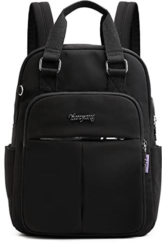 VARLIVOO Femmes Sac à Dos avec USB Port Cartable Sac à Dos Ordinateur Portable 13 Pouces Sacs D'école Collège Voyager Commuer Camping Imperméable Polyester Noir