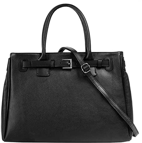 Cluty Handtasche Echt Leder Damen Made in Italy | geräumige Shopper | elegante Umhängetasche mit Schnalle