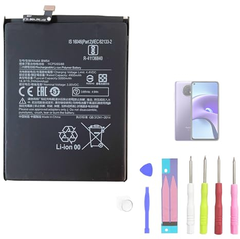 Aousavo Batterie de Rechange BM54 Compatible avec Xiaomi Redmi Note 9T Note 9 5G avec kit d'outils Libres