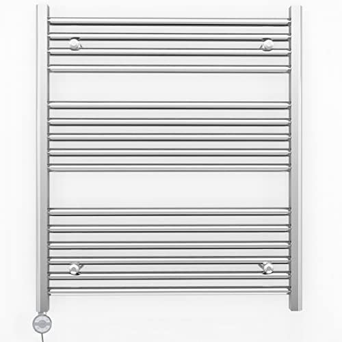 Myhomeware 800mm Wide Chrome Electric Bathroom Heated Towel Rail Thermostatic Warmer Radiator Precise Control (800 x 800 mm (BTU: 1216))