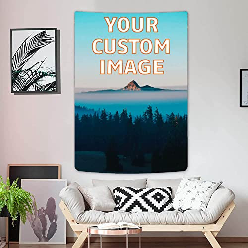 UOKIIYUA Personalisierter Fototeppich, individuelles Hintergrundbanner mit Ihrem Bild und Text, Hochzeitsfeier, Familiengedenkgeschenk 100x150cm