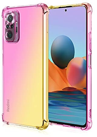 HONLEN Coque pour Redmi Note 10 Pro Étui, (6.67 inches) Transparente Dégradée TPU Silicone Quatre Coins Renfort d'angle Case