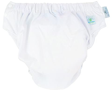 Blümchen - Kinder & Erwachsenen Stoffwindel (Inkontinenzslip mit Druckknöpfen) - Weiß Größe M (Erwachsene) | Bundweite 85-125 cm