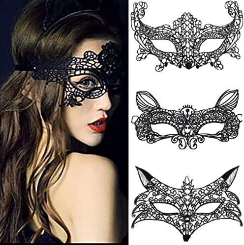 KARLOR Spitze Maske damen, 8 PCS Venezianische Maske Damen Sexy Lace Augenmaske schwarz Maske Augenmaske Spitzenmaske Gesichtsmaske für Fasching Maskerade Halloween Karneval Cosplay Party Kostüm
