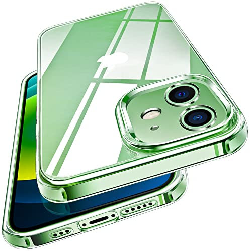 ivoler Anti-Jaunissement HD Clair Coque pour iPhone 12 6.1 Pouces, [Protection Caméra] Mince Transparent Étui de Protection en Silicone Antichoc, Rigide PC Bumper Housse