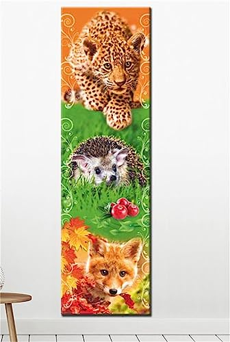 Diamond Painting Fuchs Leopard Igel 5D Diamant Painting Erwachsene Kinder Diamant Art Painting Kits Leinwand Cross Stickerei Craft Malerei Malen nach Zahlen für Wand,Wohnkultur Round drill,70x140cm