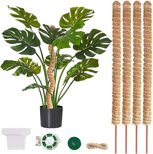 Estefanlo Moss Pole, Moss Pole for Monstera, 4pcs 70cm Plant Supports for Indoor Plants, Plant Support, Moss Poles for Plants, Monstera Support